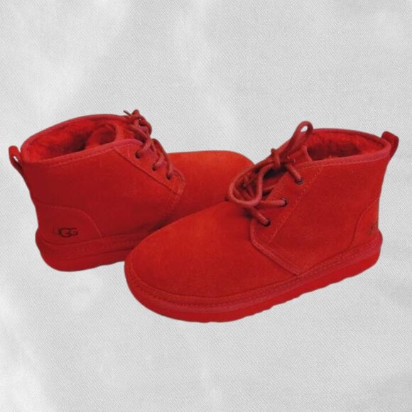 🔥 Red UGG Neumel Ankle Boots Men's 9/Women's 10.5 Like New! Sherpa Cozy - Picture 5 of 17